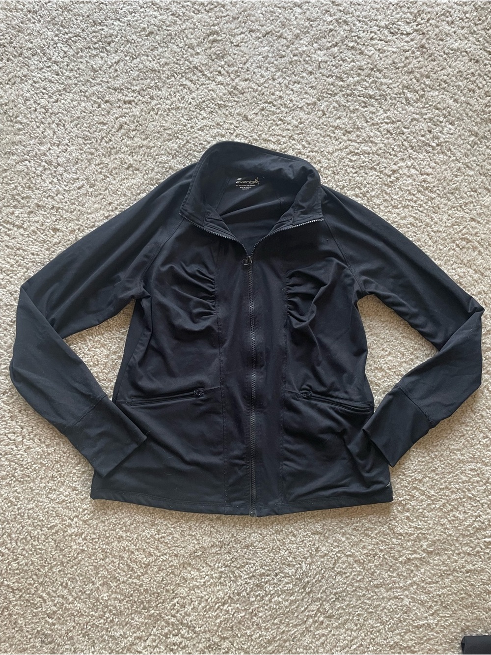 exertek Black Jacket with Ruched Detailing